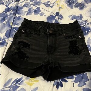American Eagle Outfitters Black Distressed Jean Shorts